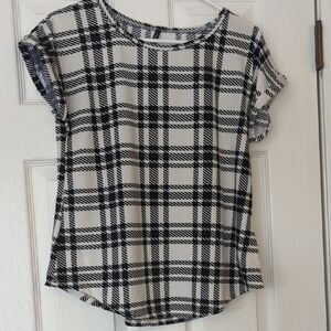 Black and White Plaid Women's Top